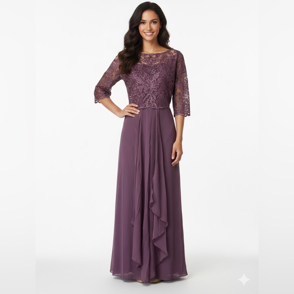 Chic Long Sleeve Lace Dress in Plum